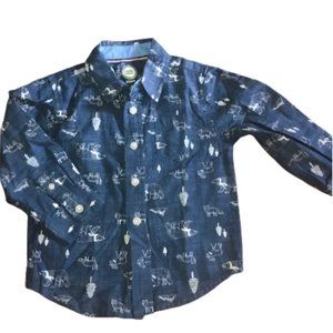 Wonder Nation Long Sleeve Button up shirt with nature wilderness graphics 2T